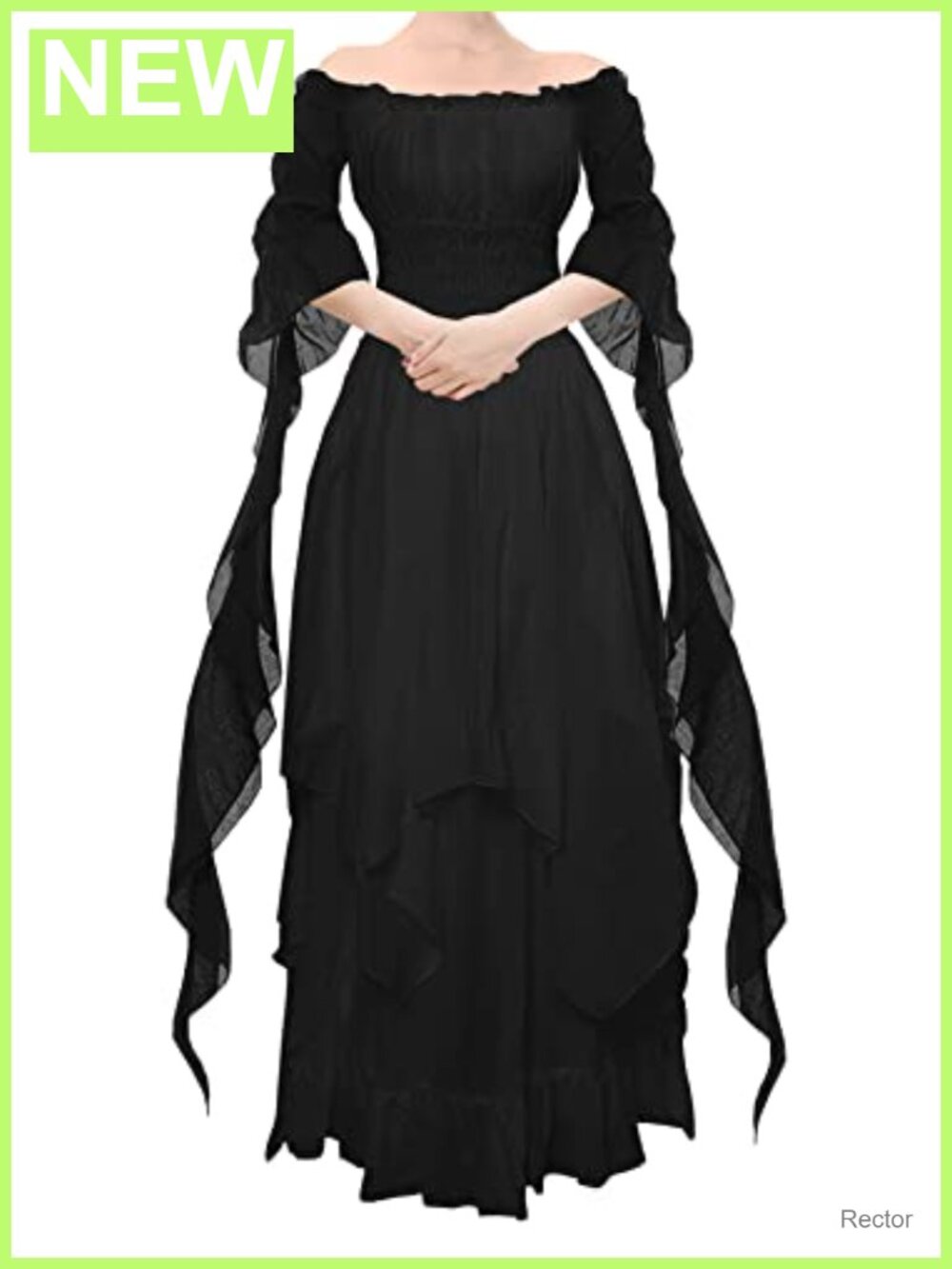 Victorian Renaissance Dress Puff Sleeve Off Shoulder Ruffle Medieval Costume